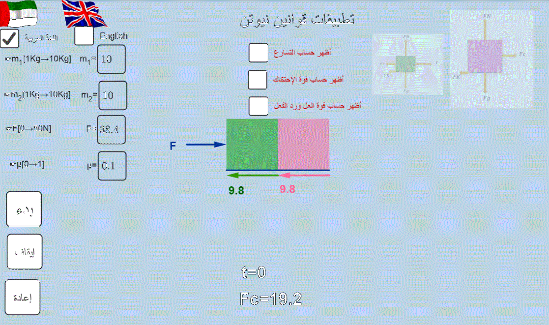 كتلتان متلاصقتان تُدفعان بقوة