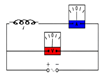 an inductor with an ammeter and a voltmeter