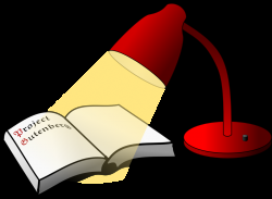 a lamp lighting a book