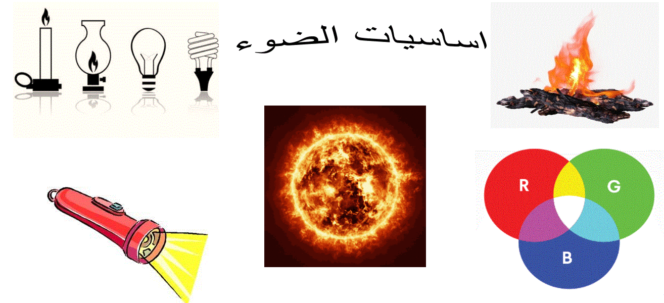sources of light: lamps, the sun, fire and a torch