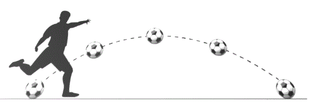 لاعب يركل كرة بزاوية مع الأفق