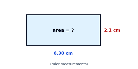 مستطيل طوله 6.30 سم وعرضه 2.1 سم