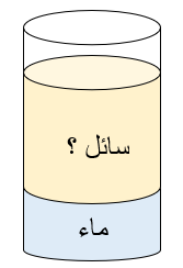 سائل مجهول فوق الماء في كأس واحدة