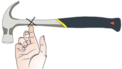 balancing a hammer on a finger