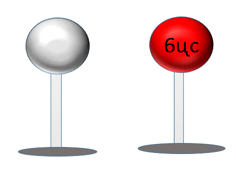 two identical spheres, one charged